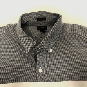 J.Crew Button-down Micro-check Dress Shirt Small White & Blue